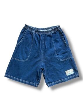 Vintage 80s Michael Leu Blue Denim Mom Shorts Art to Wear Women's Size Small EUC